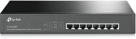 TP-Link PoE Switch 8-Port Gigabit, 8 802.3af/at PoE+ Ports up to 30 W for Each PoE Port and 153 W for All PoE Ports, Metal Casing, 13 inch RackMount/Desktop(TL-SG1008MP)