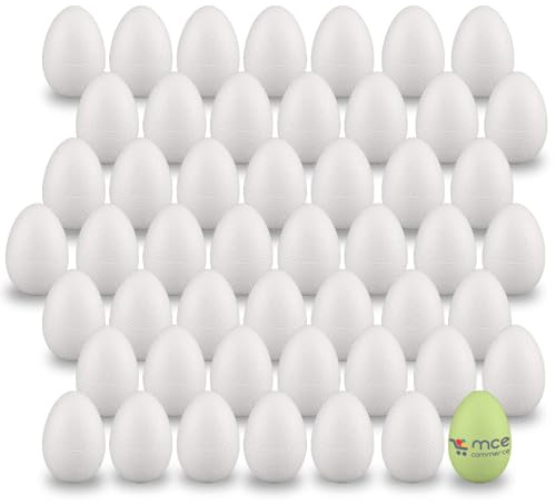 MCE-Commerce A050633 Styropor Eier 60 mm 50 Stücke, EPS, Weiss, 6x4cm