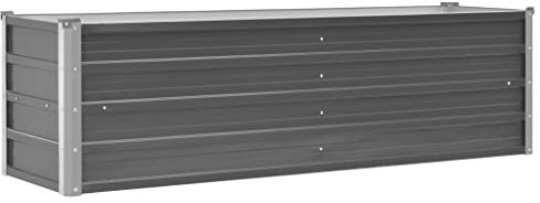 yorten Gartenpflanzen Hochbeet Gartenbeet Verzinkter Stahl Frühbeet Pflanzkasten für Garten 160 x 40 x 45 cm (L x B x H) Grau Offene Unterseite