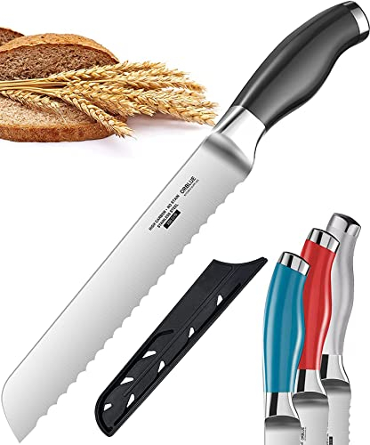 Orblue Coltello per Pane Professionale 20cm, Coltello da Cucina Seghettato, Ideale per Tagliare Pane a Fette, Apri Ostriche Incluso