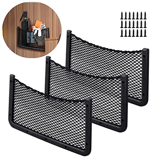 UIHOL Kofferraum Netztasche 3 Stück, Auto Aufbewahrungsnetz Gepäcknetz Tasche 40 * 20CM, Multifuntionales Autositz Ablagenetz, Utensiliennetz für Wohnmobil,Boote,Zuhause (Starke Elastizität Netz)