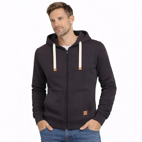 Blu Apparel Mens Full Zip Jenson Hoodie - Charcoal - Large