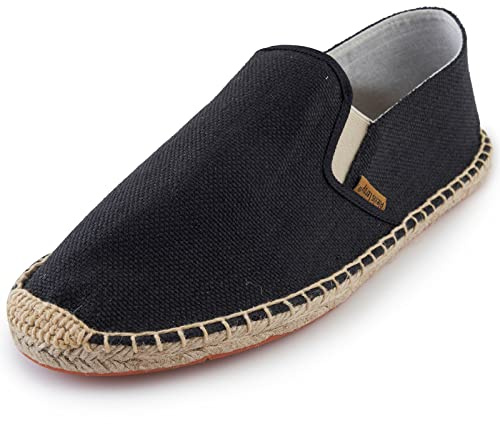 Alexis Leroy Espadrilles Plates en Toile Chambray Confortables à Bout Fermé pour Homme Noir 41 EU