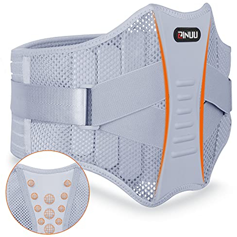 ZINUU Rückenstützgürtel, Rückenbandage für Herren und Damen mit 22 Massagepunkte 6 Stäben, Lendenwirbelstütze für unteren Rücken mit Verstellbarer Rückengurt zur Rückenschmerzen Linderung (80-120CM)