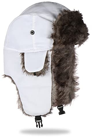 DEPAJA Russische Mütze Winter Für Männer Taktische Winddichte Bomber-Ohrklappenkappe Unisex Uschanka Russische Warme Ohrmützen Balaclava Skimütze, Weiß, Einheitsgröße