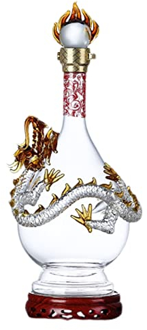 Carafe Whisky Dragon ou Phoenix sur Bouteille Carafe à Whisky 1000ml Bouteille de Vin Éléments Chinois Distributeur d'Alcool en Verre pour Mariage Cadeau de pendaison de crémaillère Hommes