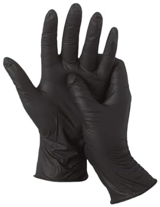 CHAWLA Black Pearl Nitrile Examination - Multipurpose, Powder Free and Latex Free Disposable Gloves, Box of 100 Gloves, Black (10 Boxes (1000 Gloves), XL)