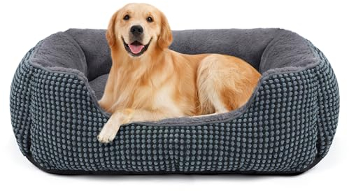 FURTIME Hundebett Grosse Hunde, Hundekorb Waschbar Flauschig, rutschfeste Hundekörbchen, Anti-Angst Hundebetten für Grosse und Mittelgroße Hunde und Katzen, 89x63x23cm