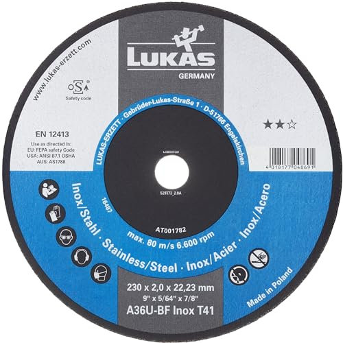 Lukas-Erzett A36U-BF Lot de 25 disques à tronçonner T41 pour acier inoxydable 180 x 2 mm droit pour meuleuse d'angle 12 x 19 x 9 cm