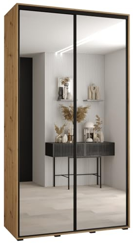 ABIKSMEBLE Armoire Davos 2 avec Porte Coulissante et Miroir - Dressing pour Chambre Adulte - Penderie Vêtements - Garde-Robe - Placard 3 Portes - Closet