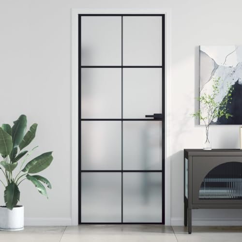 SECOLI Glas-Drehtür Komplettset 83x205 cm Glastür Komplettset inkl Türgriff Klarglas Dreh-Tür aus 5 mm ESG Glas Schwarz und Matt