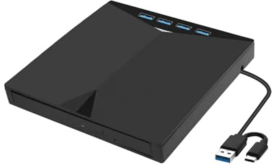 ipago Disque Externe pour Ordinateur Portable, Disque Externe, Lecteur de données sur clé USB, Lecteur Optique USB Haute Vitesse, graveur de Lecteur Portable USB 3.0 Type-c Lecteur de Disque