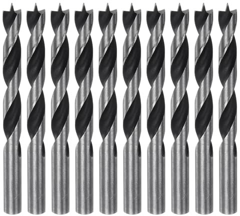 HARFINGTON Spiralbohrer für Weichholz, Hartholz, Sperrholz, Kunststoff, Gummi, 12 mm Durchmesser, gerader runder Schaft, metrisch, 10 Stück