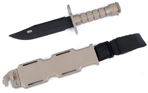 Galica Couteau d'Entrainement- couleur sable -beige- Art martiaux- Airsoft- Cosplay - Plastique-Tactique- baïonnette- couteau en plastique- couteau en caoutchouc flexible -Training Knife
