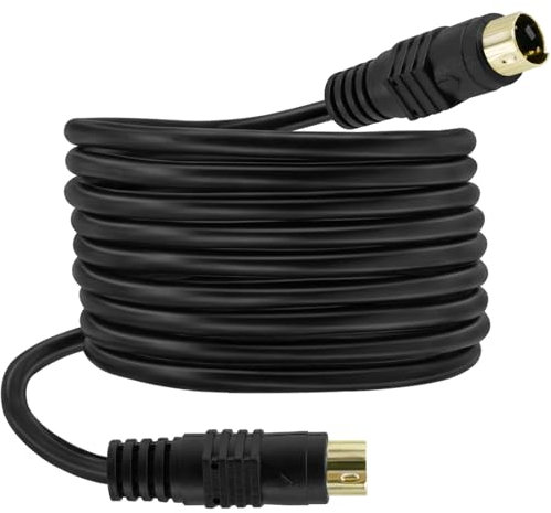 BERANMEY 1.8M/6FT Mini DIN S-Video Cable Adapter, Gold Plated Mini DIN 4-Pin Male to Male S-Video Cord Extension Connector for TV, S-VHS, VCRs, DVD, Camcorders, Video Cards
