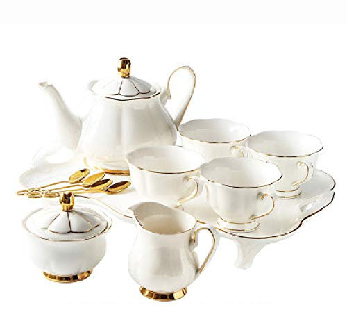Set da tè in ceramica, Set da tè in ceramica, Set da caffè in porcellana, Set da tè, Set da tè for adulti Set da tè con teiera Set di tazze da caffè Set da caffè in porcellana bianca con zuccheriera,
