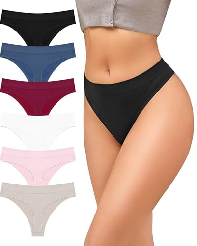 READY TO LOVE Perizoma Vita Alta Donna String Tanga Donna Slip Donna Senza Cuciture Morbido E Confortevole Mutande Donna 6 pacchi S