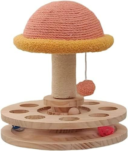 Multifunktionales Katzenspielzeug, Katzendrehscheibe, Katzenspiel-Requisiten, Holz, Spiel und Krallen in einem, geeignet für alle Arten von Kätzchen, S (24,8 x 30 cm)