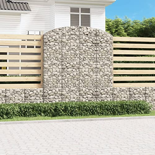 JUDYY Gabione mit Hochbogen, Gabionenkörbe, Gabionen Hochbeet, Steinkorb, Gabionengitter, Drahtkorb Für Pflanzen, Kräuterspirale Für Garten, 200x30x220/240 cm Verzinktes Eisen