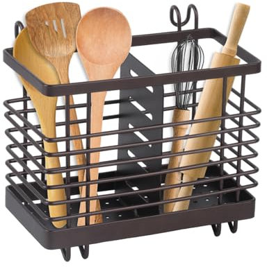 Kitchen Utensil Organizer Stand for Countertop, Cutlery Holder and Storage, Metal Wire Drainer for Cooking Utensils, Spoons, Spatulas, Forks