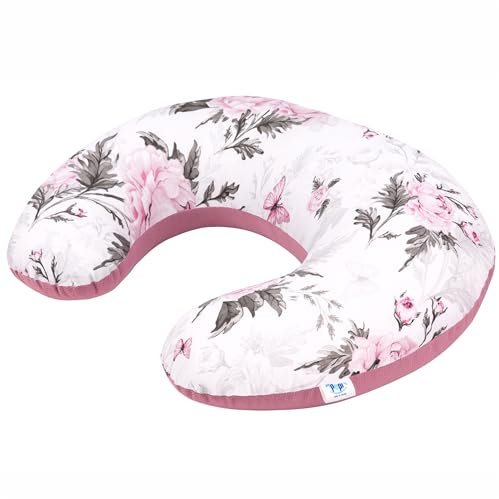 Pepi - Stillkissen - Stillhörnchen - Still Kissen Nursing - Stillkissen Baby - Lagerungskissen - Schwangerschaftskissen - Kissen Schwangerschaft - Pregnancy Pillow - (pink Flowers Old rosa)