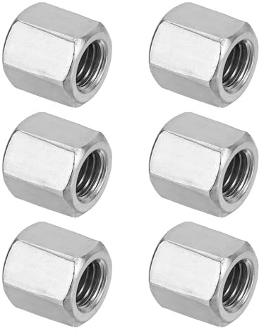 PATIKIL 6 Stück M12 x 20 mm Sechskant-Kupplungsmuttern Silberton | Grobgewinde Sechskant Hülsenmutter Verbindungsmutter Gewindehülse Langmutter, 304 Edelstahl
