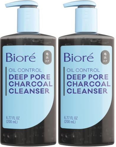 Biore Deep Pore Charcoal Cleanser, 200 ml (Pack of 2)