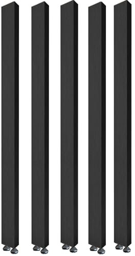 5 x 100 cm große Raumteilerpfosten vom Boden bis zur Decke, schwarze Aluminium-Lamellen, Sichtschutzwände, Säulen-Trennwand für Studio, Wohnung, Eingang, WC, Armaturenraum, 5 Stück