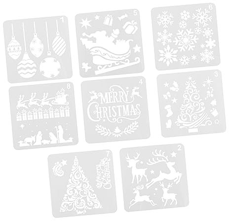Beatifufu 8stücke Weihnachts-schablonen Für Malvorlagen Hohlzeichnungsvorlagen Diy-zeichenvorlagen Aushöhlenschablonen Für Scrapbooking Und Papierkunst