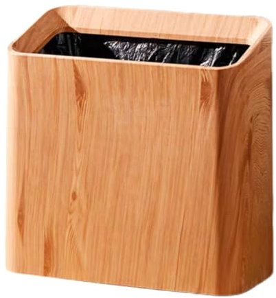 Poubelle De Bureau, Poubelle De Bureau en Grain De Bois, Poubelle Rétro Découverte for Cuisines, Bureaux, Salon, Table De Maquillage(Original Wood Colour)