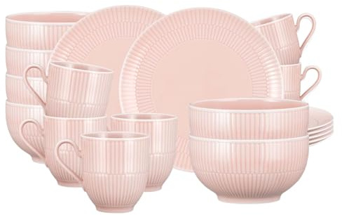 Seltmann Weiden Amina Rosé - Set da colazione con manico, 18 pezzi, per 6 persone, in porcellana, colore: Rosa