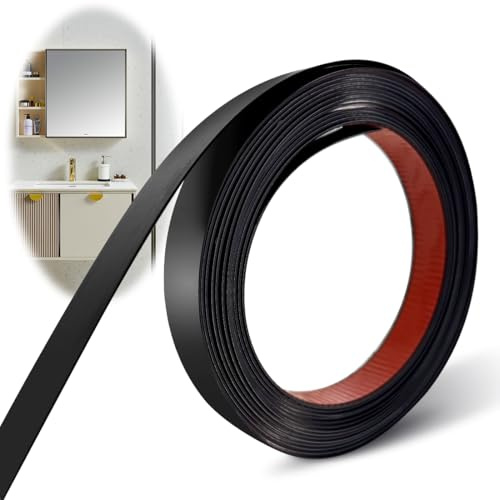 Zierleisten Selbstklebend, Flexible Selbstklebender Dekorationsleiste, Kantenschutz Leisten für Türen, Fenster, Spiegelrahmen, Wände, Decken, Böden, Fliesen, Ränder(12 Meter Schwarz)