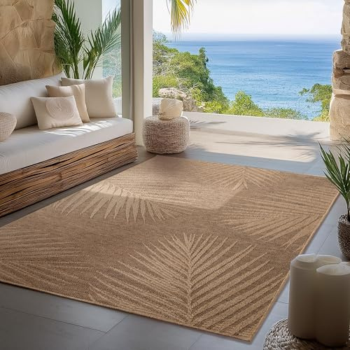 Carpettex Alfombra Exterior y Interior 300x400 (280 x 370 cm) Beige Resistente a la Impermeable, Intemperie - Cocina Robusta, con Efecto de Yute Natura - para Terraza, Balcón, Jardín y el salón