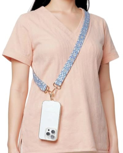 COCINUT Correa Ajustable para Teléfono Móvil y Manga de Bolsos, Poliéster y Algodón, Estampados Variados, 120 cm de Largo, Con Cremallera, Uso Diario, Viaje y Playa