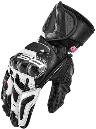 SHIMA RS-3 Guantes Moto Mujer Cuero Homologados Largo Verano Motos Guante Ventilado Certificatos Con Protección Motorista Racing Protecciones Ventilación Verão (Femenino, Blanco, S)