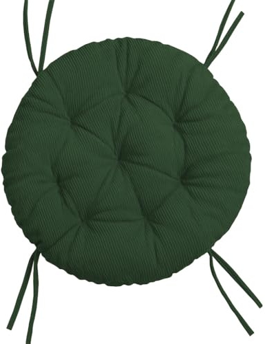 chilly pilley® Polster für Papasansessel - Rundkissen - Auflage Polster für Papasansessel -Sesselkissen Sitzkissen Gesteppt mit Schlaufen (Dunkelgrün Cord, 120cm)