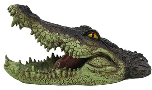 Hbbgdiy Novelty Alligator Head Pool Float Resin Statue, Realistic Floating Pond & Pool Decoy for Backyard, Garden, Patio & Lawn Water Features