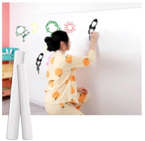 IYUESQ Papel de Contacto magnético para Pizarra Blanca/Rollo de Pegatinas de Pared de borrado en seco con adsorción electrostática/calcomanía de Papel despegable y Adhesiva para Dibujo en
