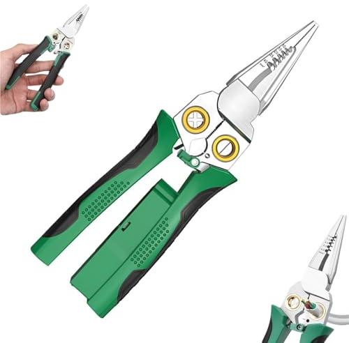 8 in 1 Wire Stripper with Voltage Tester, 2025 Upgraded Electrician Pliers, Foldable Multifunctional Electric Wire Stripping Pliers for Cutting, Crimping, Pulling, Scraping & Pressing (1 PCS)