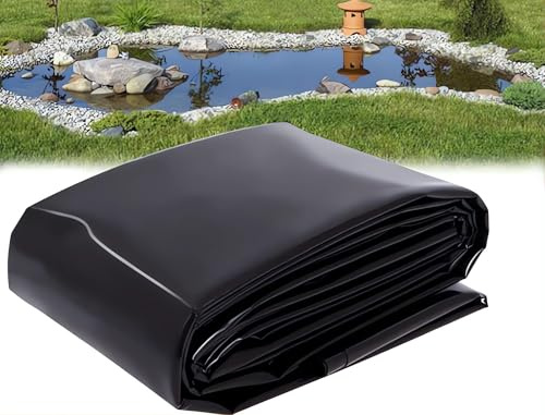 Schwarze Teichfolie, 2 mm, UV-beständiges PVC, für Gartenteiche, Fischbäche, Wasserfälle und Pools, strapazierfähige Outdoor-Plane, 6 m x 12 m