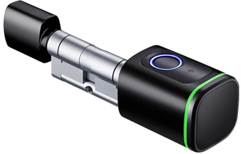 NEWFUN Cerradura Puerta Exterior Inteligente，Cerradura Con Huella Digital，Cerradura Wifi，Con llave, tarjeta llave, APP Bluetooth para cerraduras de puertas, resistente al agua para puertas de 35-45 mm