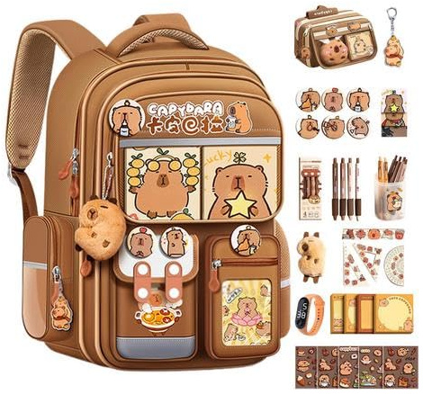 Zaino Capibara, Borsa Capibara Per La Scuola Capiente, Grazioso Zaino Capi bara Con Set Di Cancelleria, Zainos Estetico Studenti Con Scomparti, Materiale Scolastico Capi bara, Per Ragazze, Ragazzi
