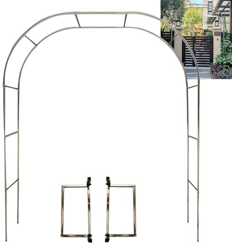 Grande arche de jardin en acier inoxydable de 240 cm de haut x 4,5 m de large, tonnelle d'extérieur pour plantes grimpantes, décoration de cérémonie de mariage, treillis métallique robuste, parfait