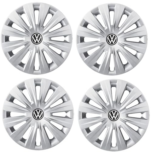 Volkswagen 5H0071455AUWP Radkappen (4 Stück) Radzierblenden 15 Zoll Stahlfelgen Radblenden, brillantsilber
