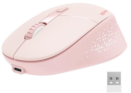 TECKNET Classic Ratón Bluetooth Recargable 3 Modos 1600 dpi Silencioso | 3 Modo BT5.2/3.0+2.4G, receptor USB, 3 DPI ajustables, diseño ergonómico, compatible con PC/portátil/tableta,batería duradera