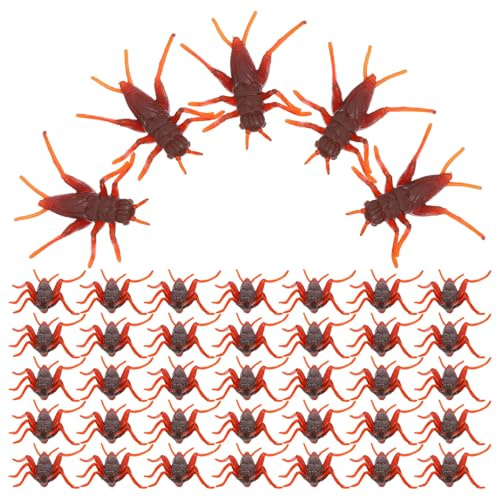 HEALSOPTHY 50 Pezzi Grilli Artificiali in Plastica Resistente, Finti Cricket Realistici per Scherzi di Scena e Giochi di Gruppo, Dimensioni Compatte per Pesce D’aprile e Feste Divertenti