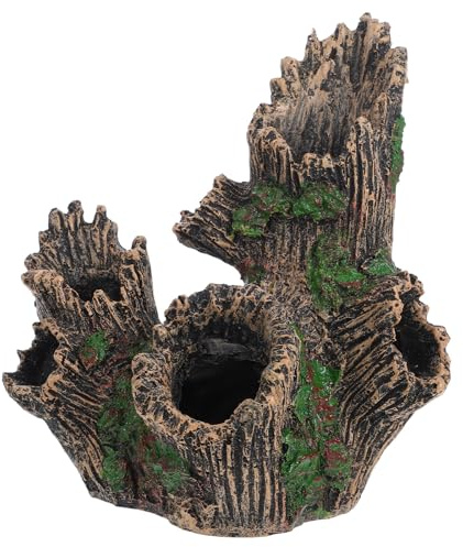 SEWACC Cachette Aquarium en Résine Forme Tronc d'arbre Artificiel, Décor Paysager Multifonction pour Poissons, Reptiles et Amphibiens, Souche Décorative Naturelle Résistante, Terrarium