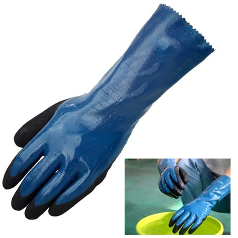 RASTKY de Trabajo Largos de Caucho de Nitrilo Resistentes Al Aceite, Impermeables de Protección Química para Trabajos de Reparación, Construcción, Mantenimiento de Automóviles, 2 Pares (WG-528L*10)