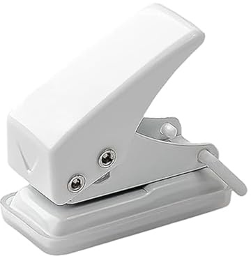 Tragbarer Mini Einzellocher,Tragbarer Stanzer mit 1 Loch,Einloch Locher 6mm Loch,Tragbare 6 mm Kreisstanzung,für Büro,Schule,Basteln,Fotoalben,Lesezeichenordne,Erinnerungsbücher(Weiß)