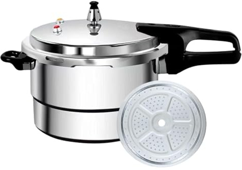 Large Capacity 7L Fast Cooking Pot Pressure Cooker | Aluminum Alloy with Double Handles, Steaming Rack, Even Heating, Induction Electric Gas Compatible for Home Kitchen